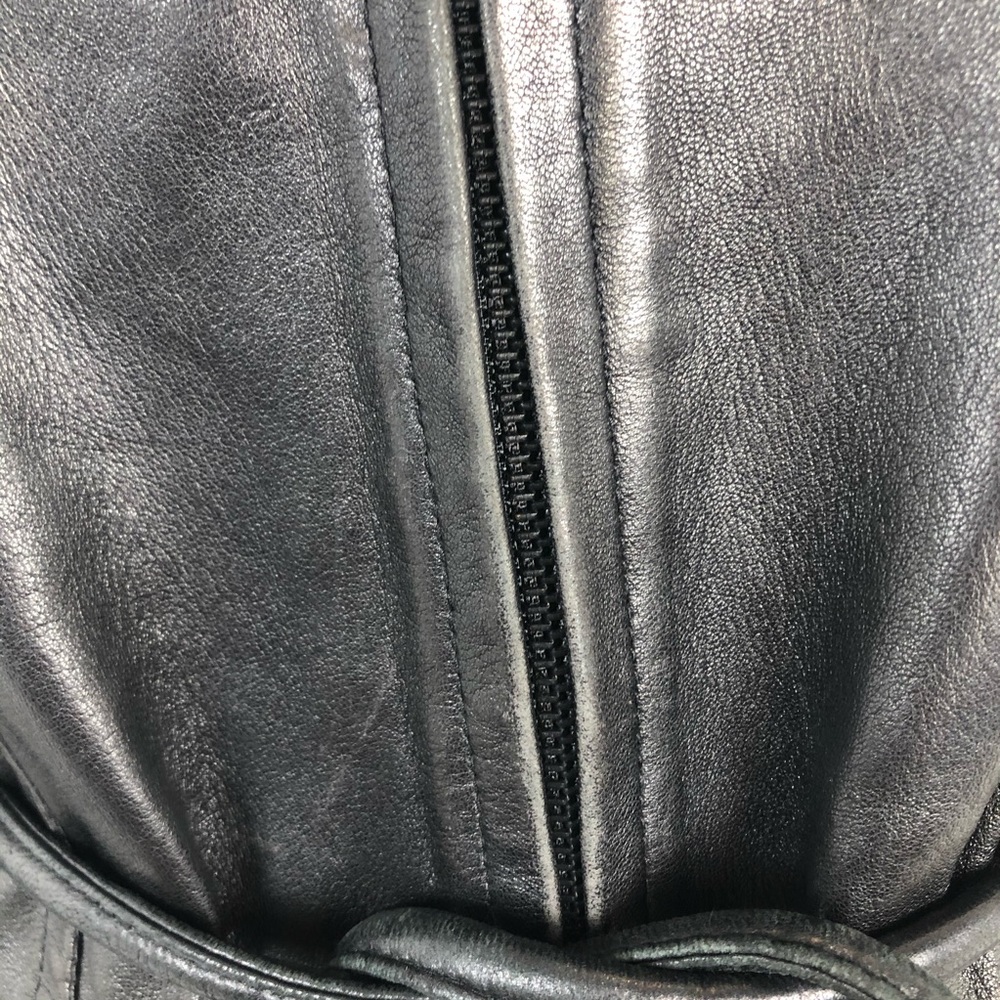 VINTAGE 90s EXPRESS belted zip up leather jacket - Picture 11 of 13
